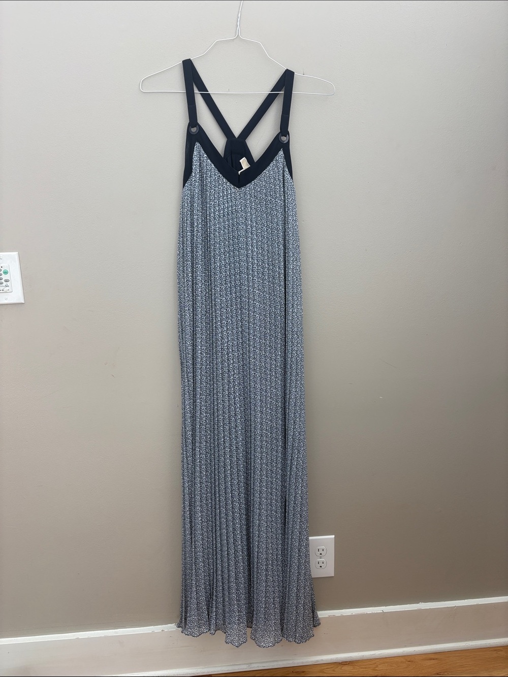 MICHAEL KORS Navy Trim Maxi Dress in Blue Coral Pattern
